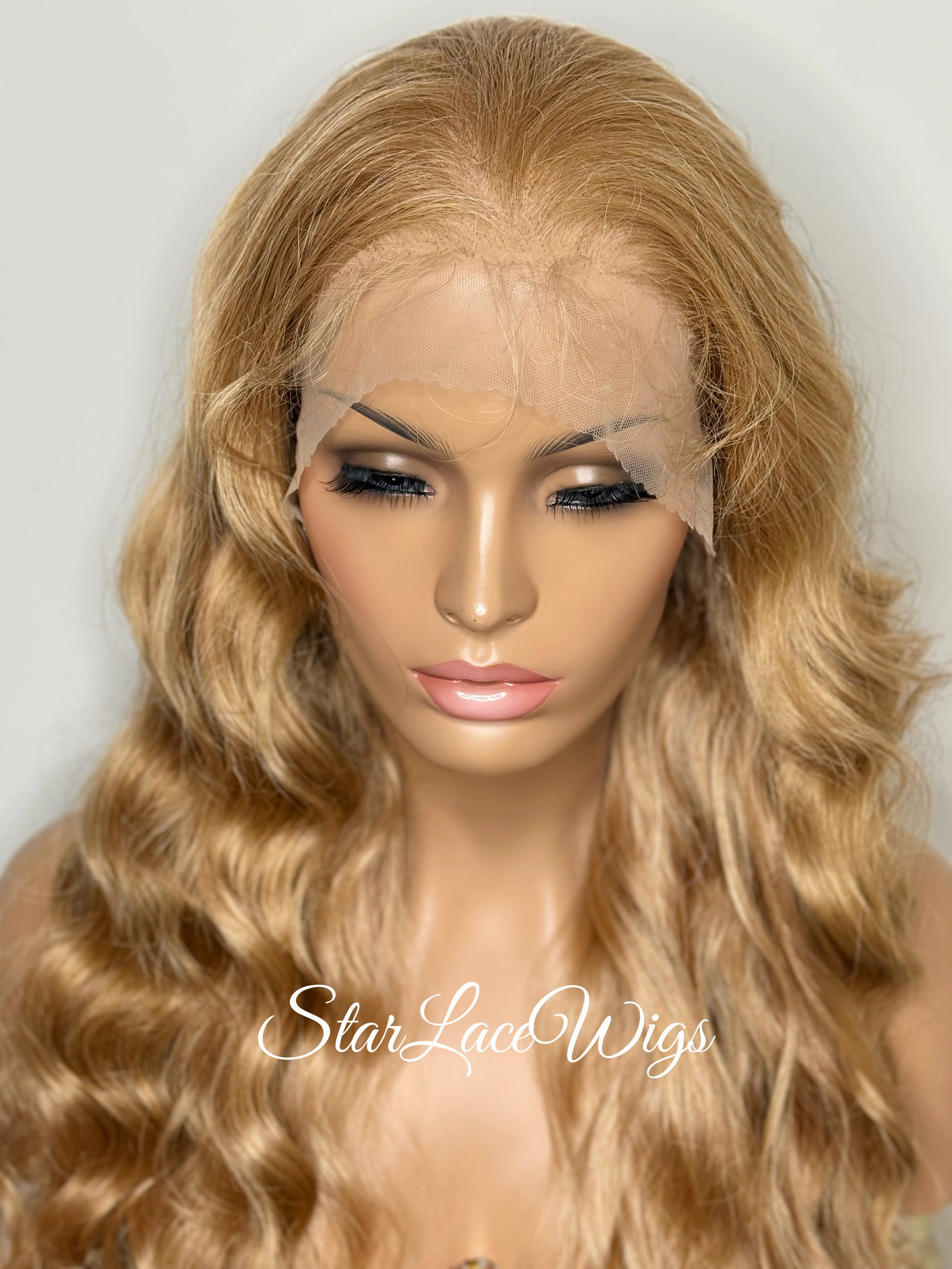 Long Strawberry Blonde Lace Front Wig (13x4) Parting Space Body Wave - Roseanne