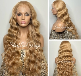 Long Strawberry Blonde Lace Front Wig (13x4) Parting Space Body Wave - Roseanne