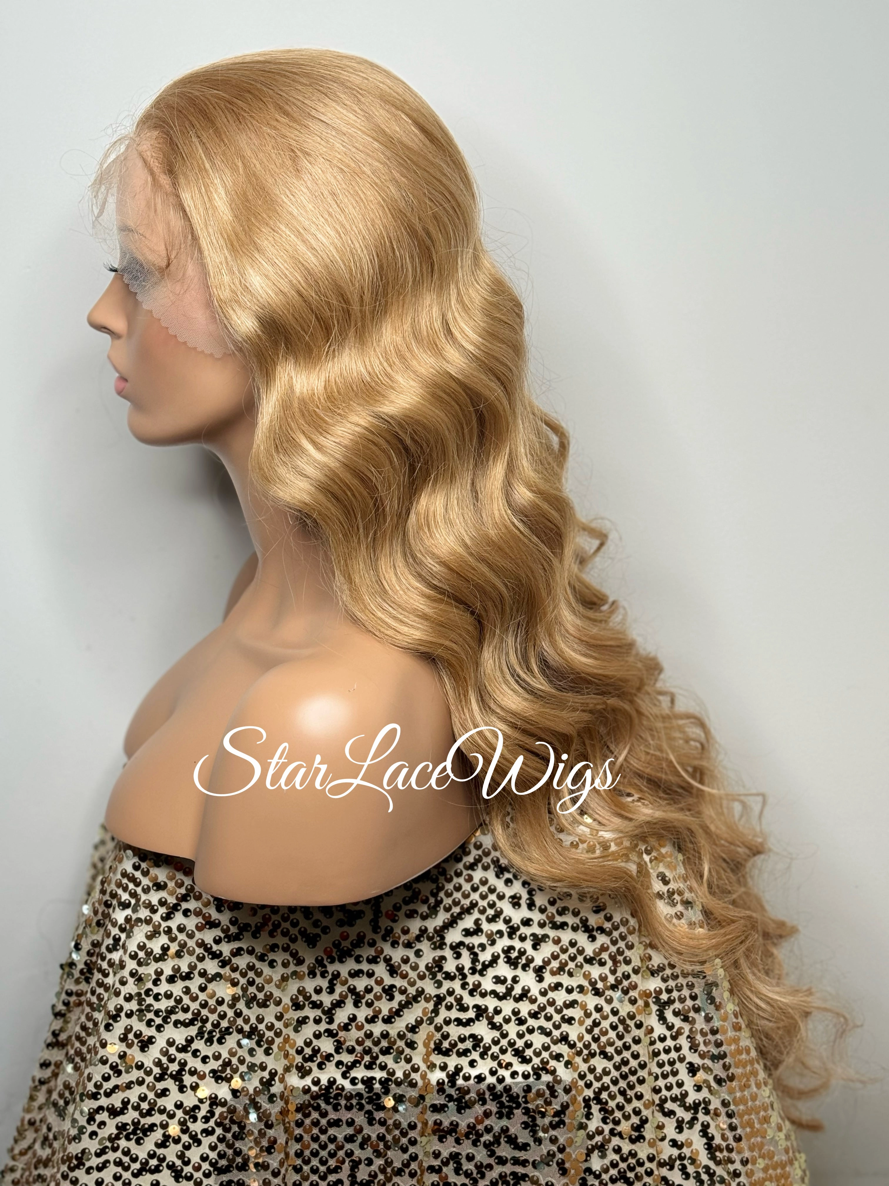 Long Strawberry Blonde Lace Front Wig (13x4) Parting Space Body Wave - Roseanne