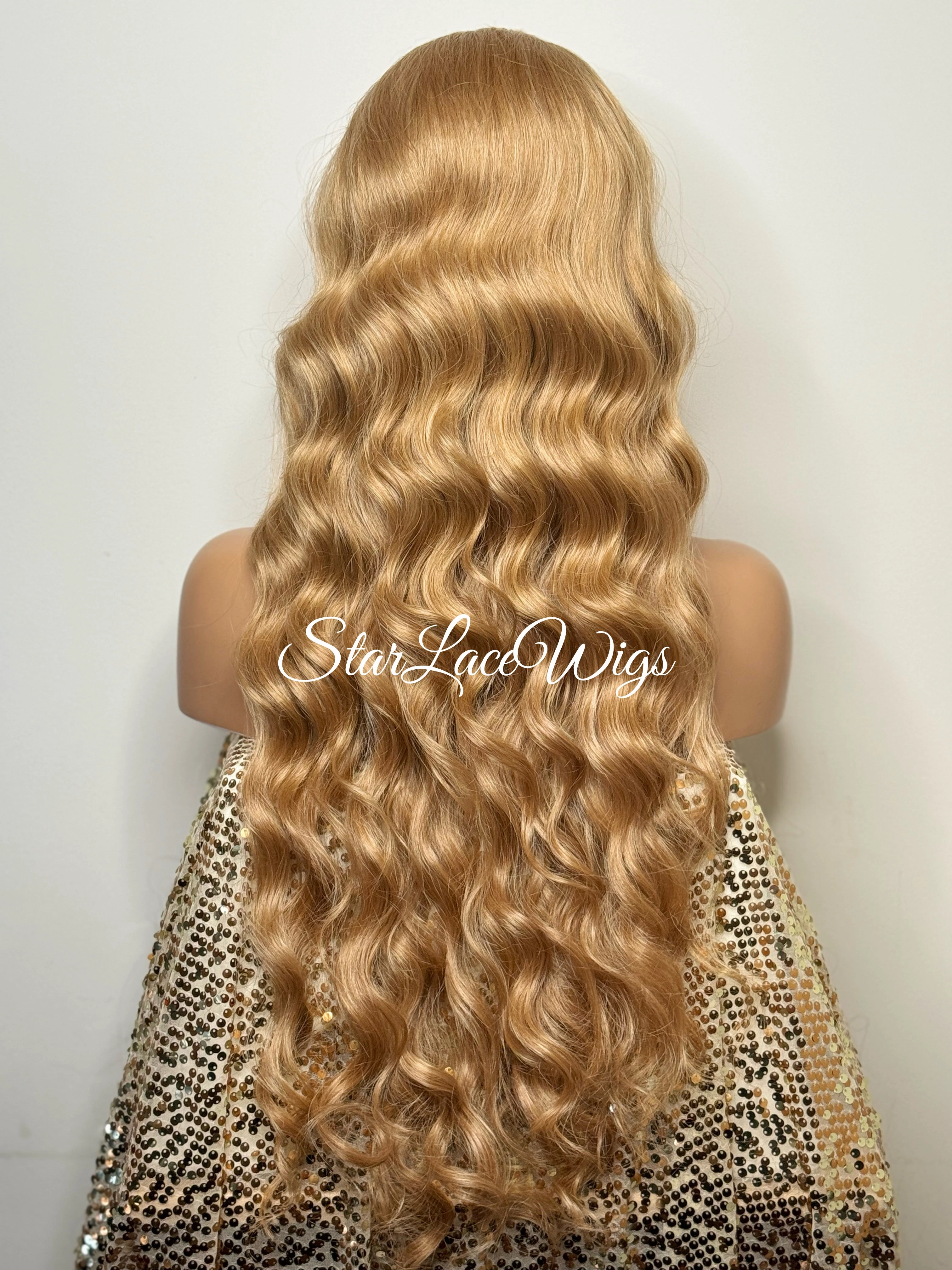 Long Strawberry Blonde Lace Front Wig (13x4) Parting Space Body Wave - Roseanne
