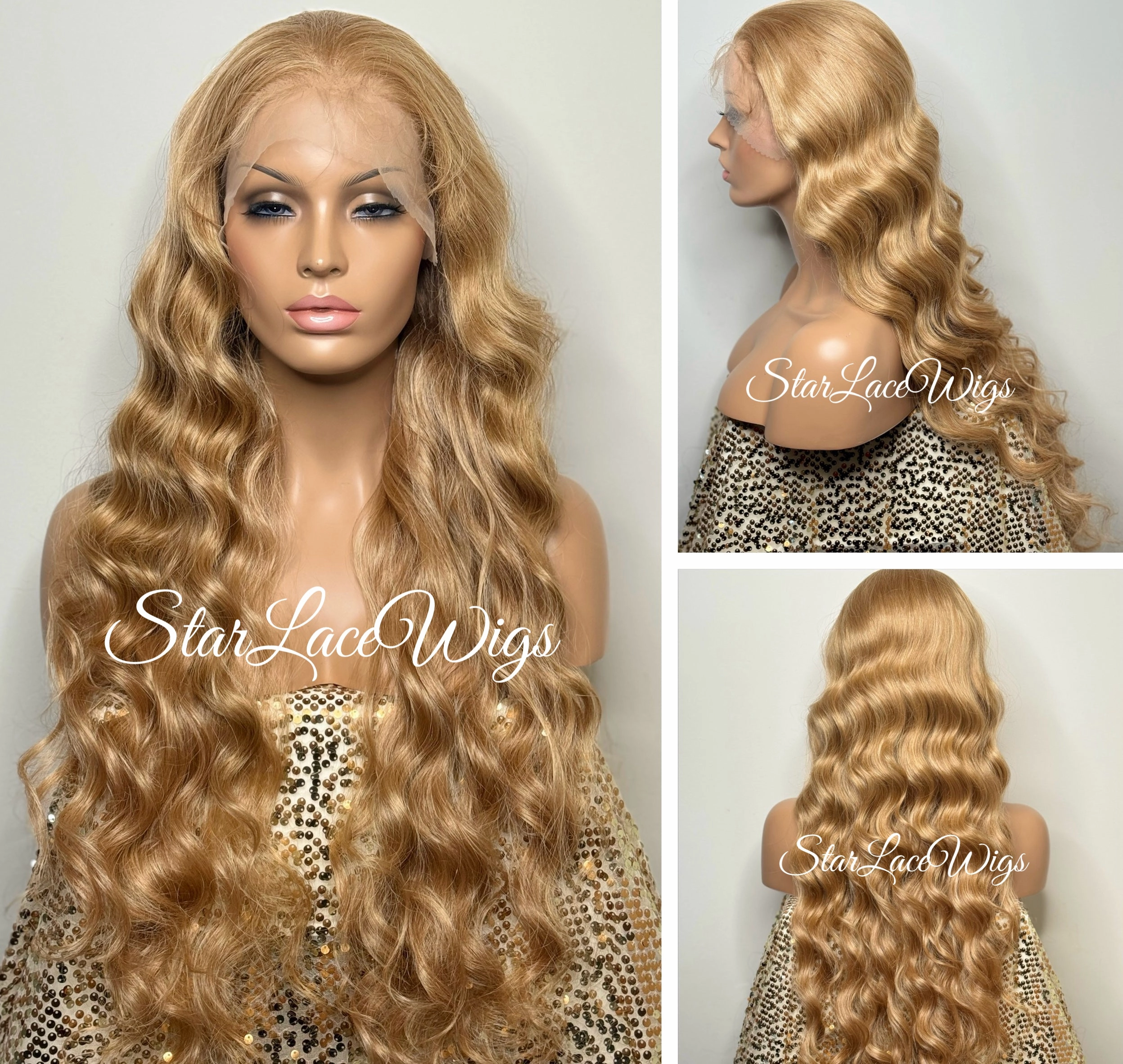 Long Strawberry Blonde Lace Front Wig (13x4) Parting Space Body Wave - Roseanne