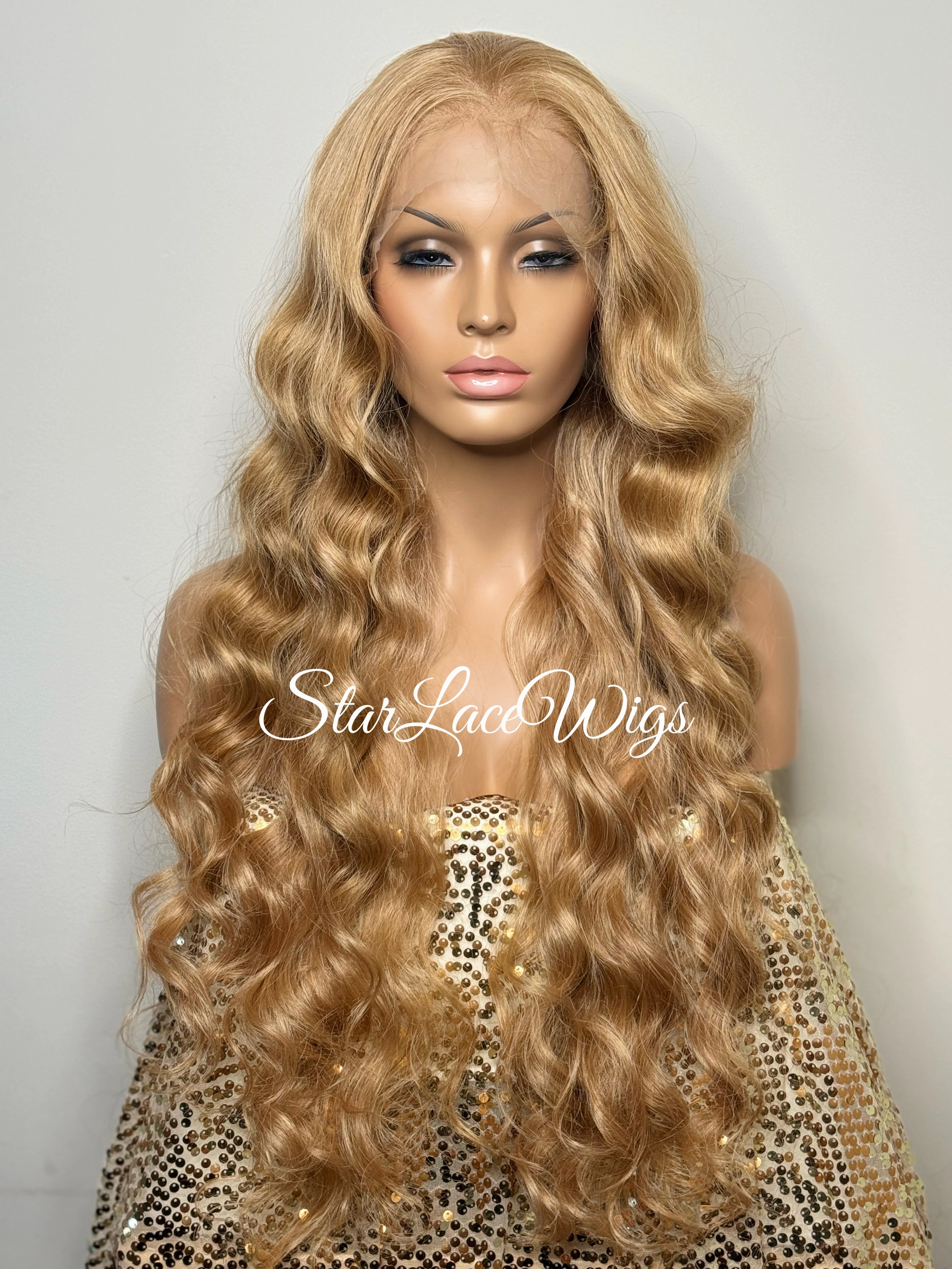 Long Strawberry Blonde Lace Front Wig (13x4) Parting Space Body Wave - Roseanne