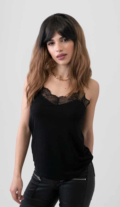 Long wavy bob wig (lob), dark brown to light brown ombre: Rowena