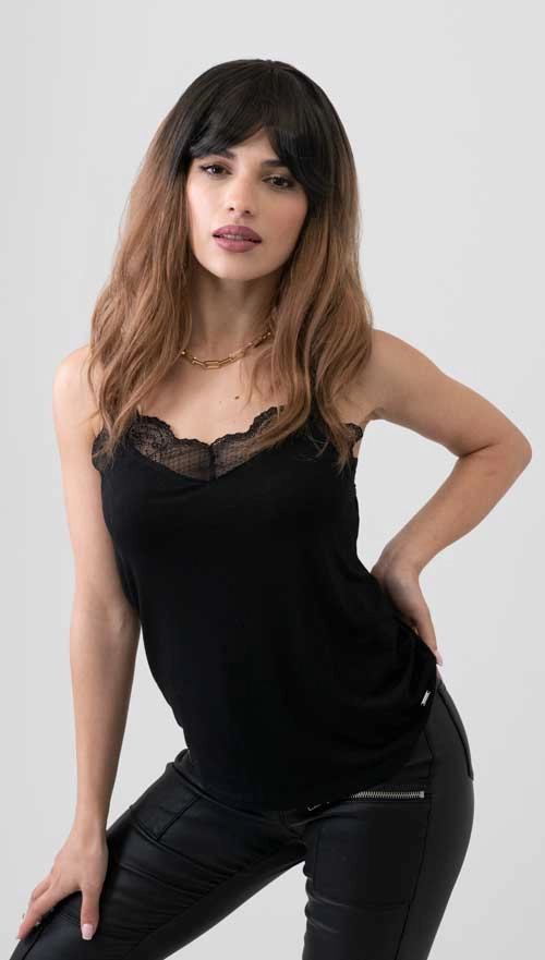 Long wavy bob wig (lob), dark brown to light brown ombre: Rowena