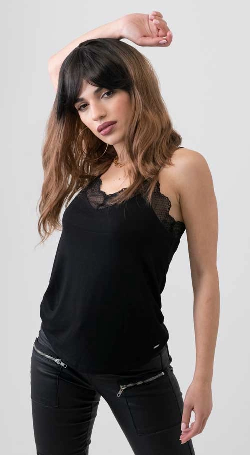Long wavy bob wig (lob), dark brown to light brown ombre: Rowena