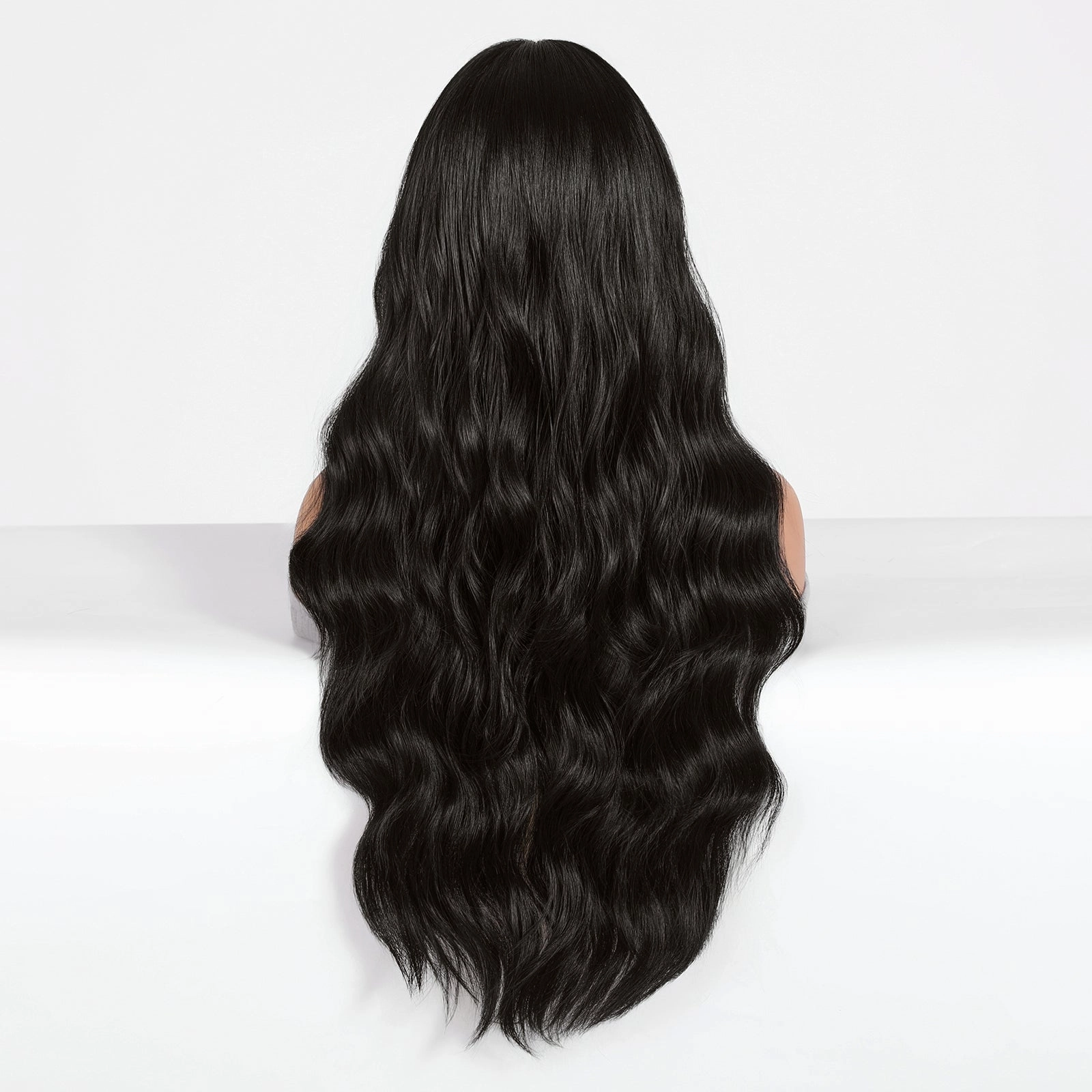 Long Wavy Natural  Black with bangs  Wig - MARKETPLACE
