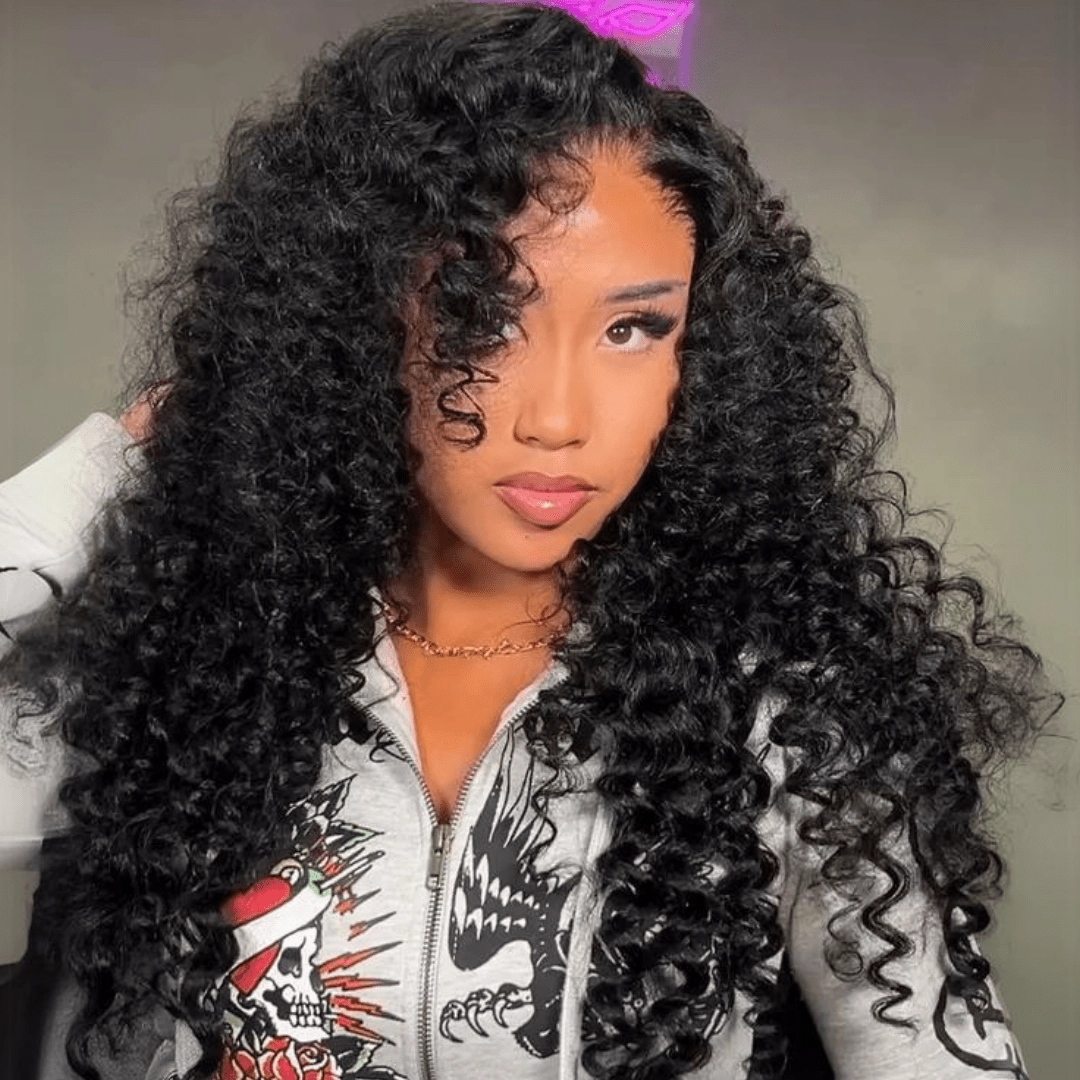 Loose Curly Glueless Wig Wand Curls 13x4 Lace Front Human Hair Wigs Pre Plucked 250% Densityur