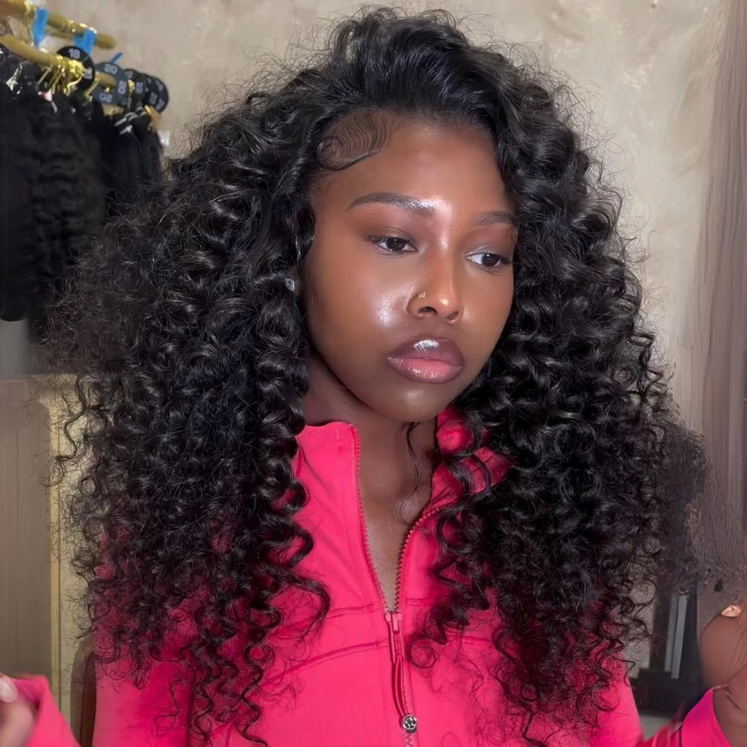 Loose Wave Culry Glueless Wig 13x4 HD Lace Front Wig Pre Plucked Hairline 100% Real Bouncy Wave Human Hair Wig