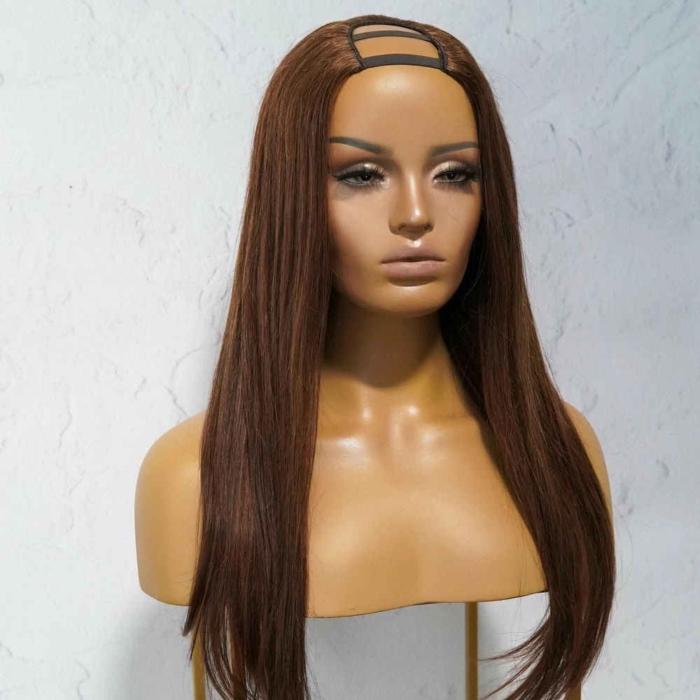 LOREN Medium Brown Human Hair U Part Wig