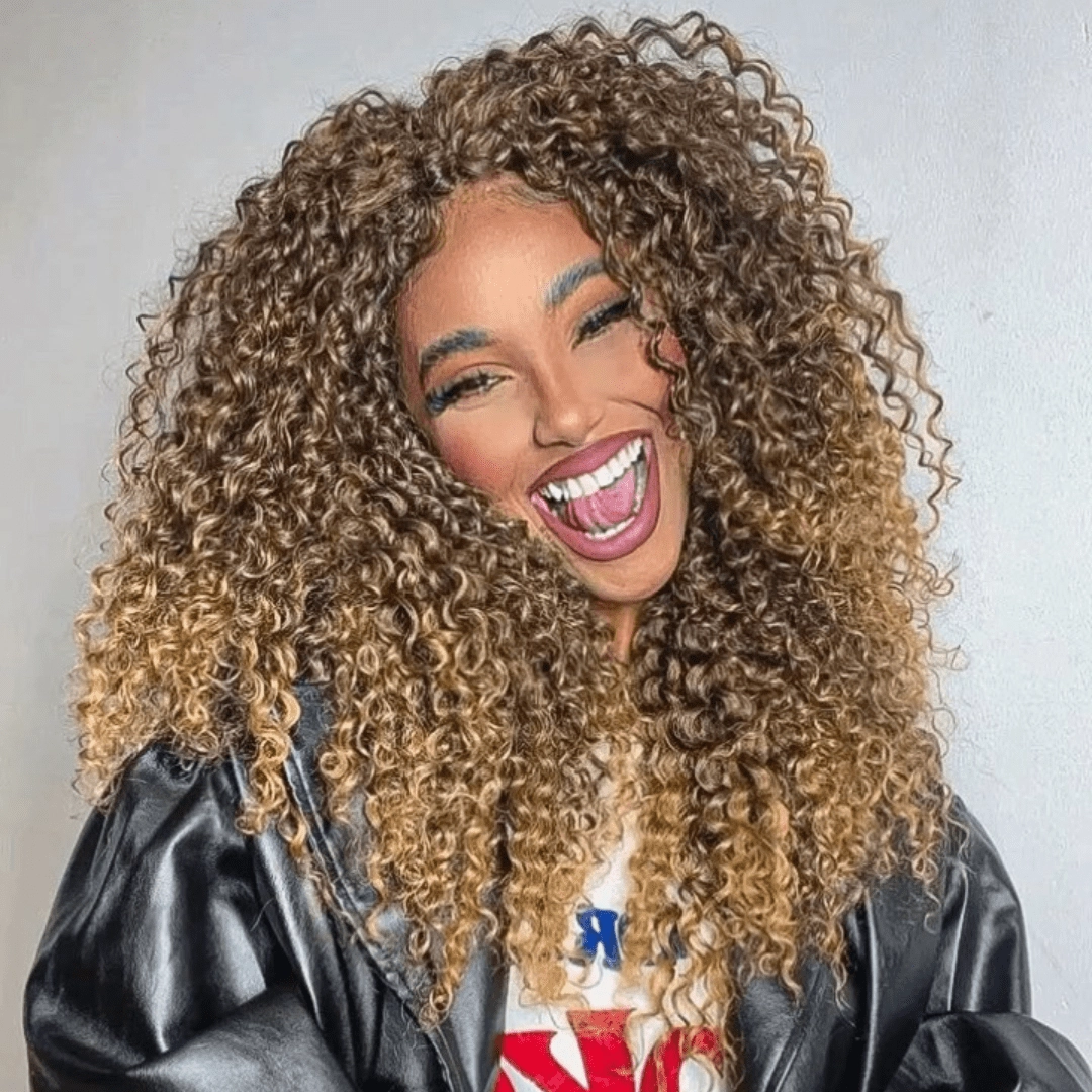 Luxury Designer Series 250% Density Afro Kinky Curly Wig 13x4 Lace Front Human Hair Wig Highlight Wigs Pre Plucked
