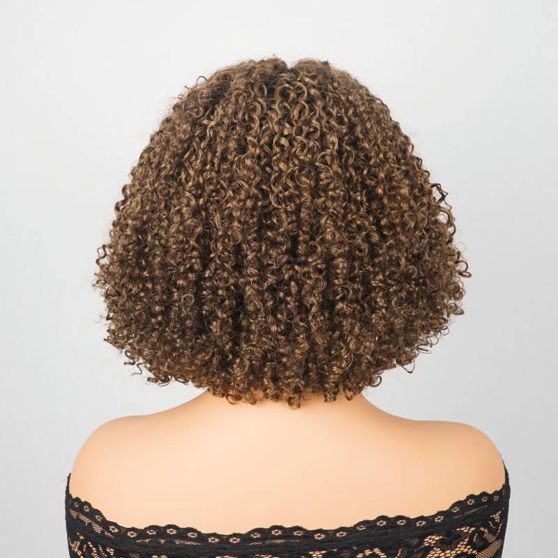 Luxury Designer Series Elegant 180% Density Curly Brown Bob Wig  Brazilian Virgin Human Wigs with 4x4 Lace for Women Natural Hairline Wigs-GEETA HAIR