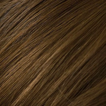 Medium brown pinup style wig, curled with short fringe: Carolina