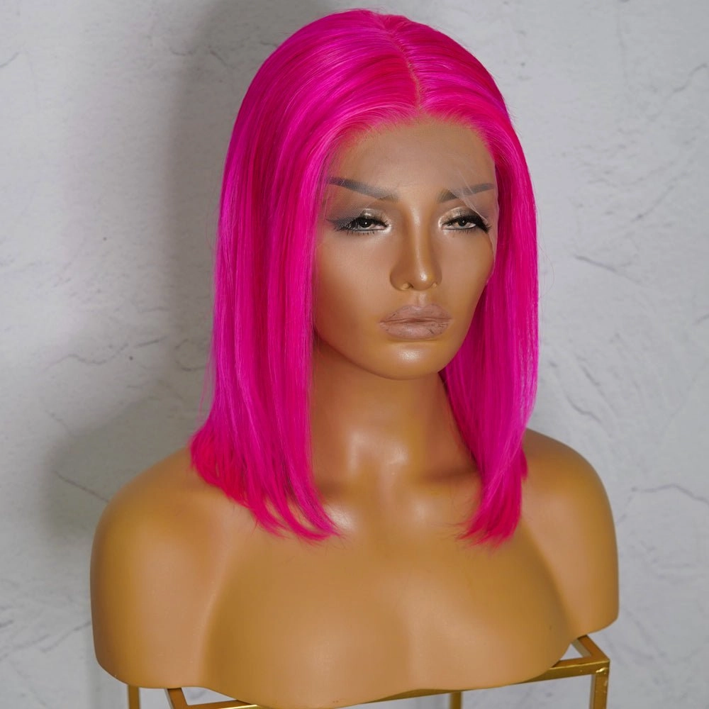 MINX Neon Pink Human Hair Lace Front Wig