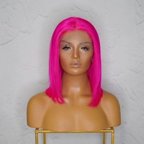 MINX Neon Pink Human Hair Lace Front Wig