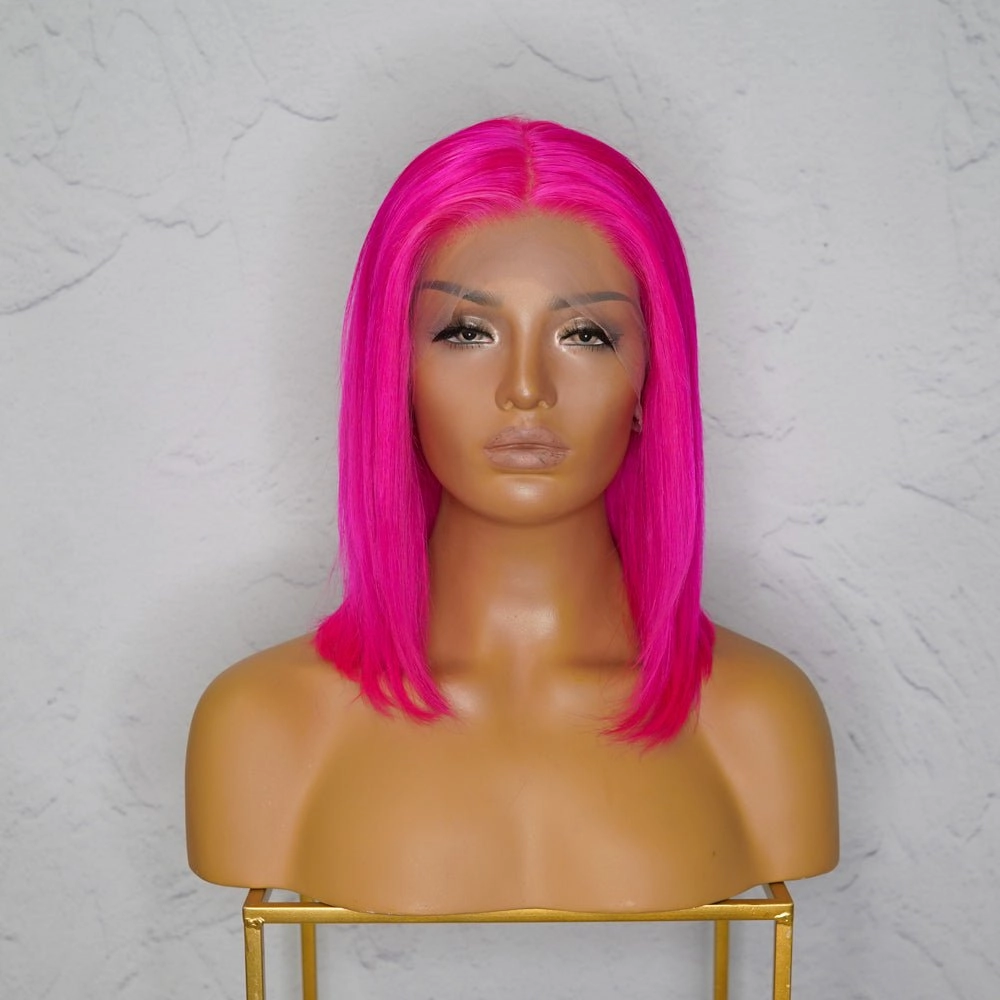 MINX Neon Pink Human Hair Lace Front Wig
