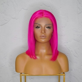 MINX Neon Pink Human Hair Lace Front Wig