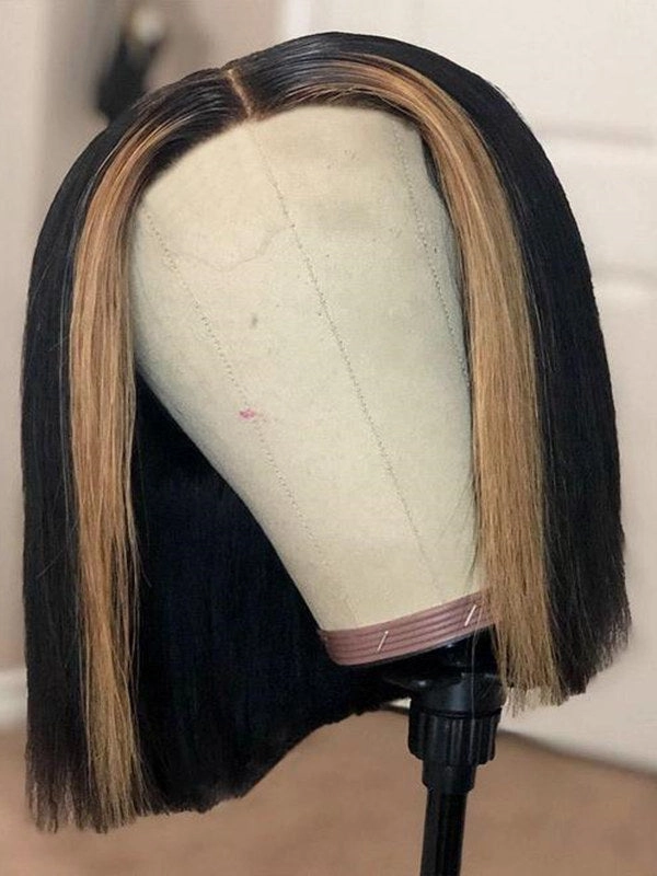 Mix Color Highlight Two Tone Color Short Bob Undetectable HD Lace Front Wig NCF100