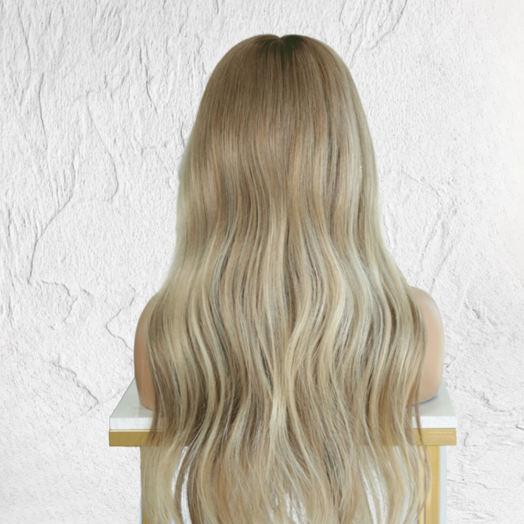 Mixed Root Blonde Human Hair Lace Front Wig