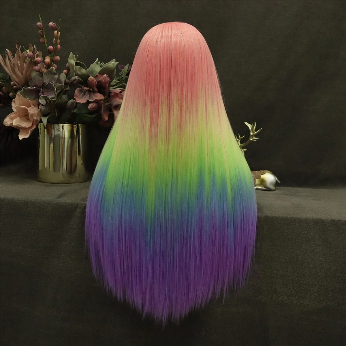 Morning Glow-Long Straight Lace Wig Ombre Multicolor Wigs