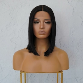 Natrual Black 14" Human Hair 13x6 Lace Front Wig