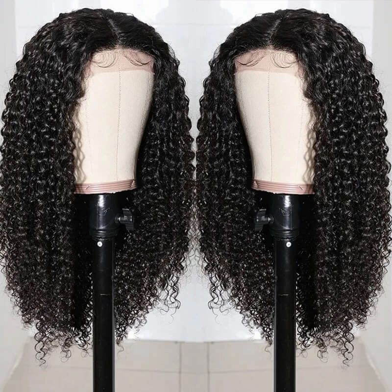 Natural Curly Hair T Part Lace Front Human Hair Wig Pre Plucked With Baby Hair-Geeta Hair