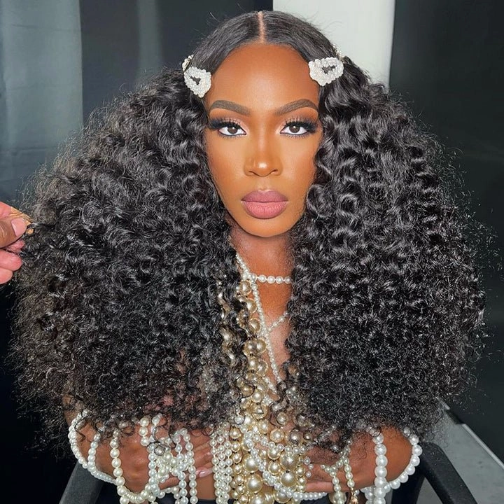 Natural Hairline 300% High Density Curly Lace Front Wig Medium Length 13x4 Water Curly HD Transparent Lace Human Hair Wigs