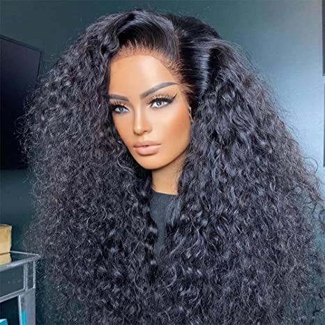 Natural Hairline 300% High Density Curly Lace Front Wig Medium Length 13x4 Water Curly HD Transparent Lace Human Hair Wigs
