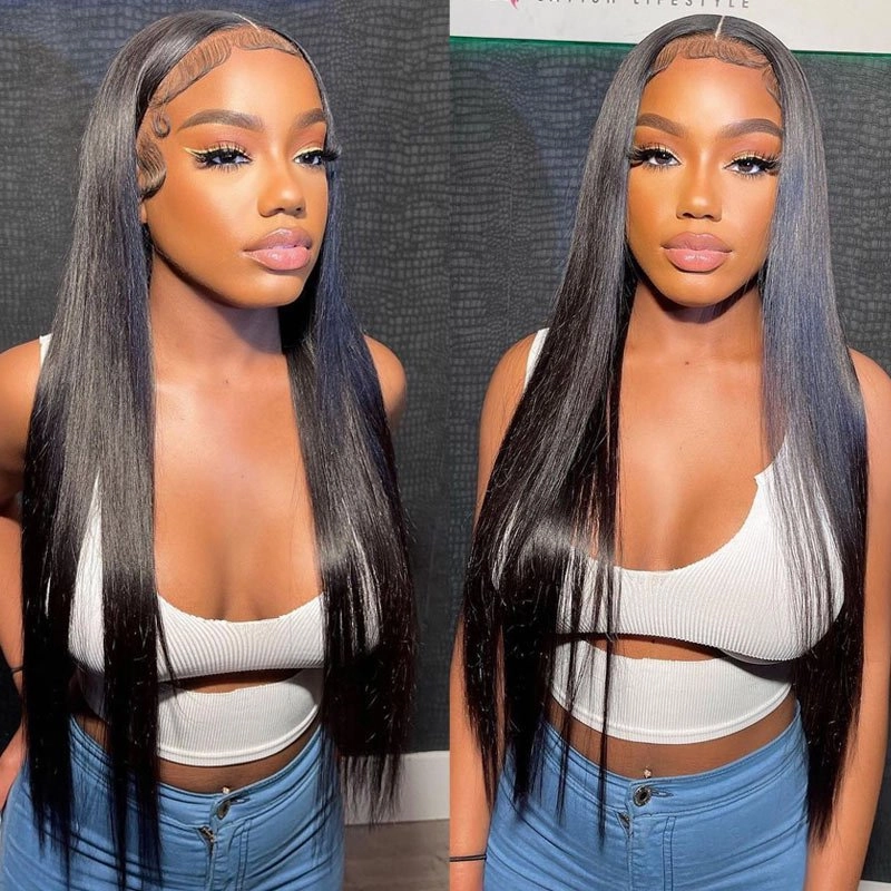 Natural Straight Hair Lace Frontal Wig 100% Virgin Human Hair Wigs  For Black Women-Geeta Hair