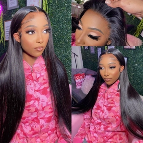 Natural Straight Hair Lace Frontal Wig 100% Virgin Human Hair Wigs  For Black Women-Geeta Hair