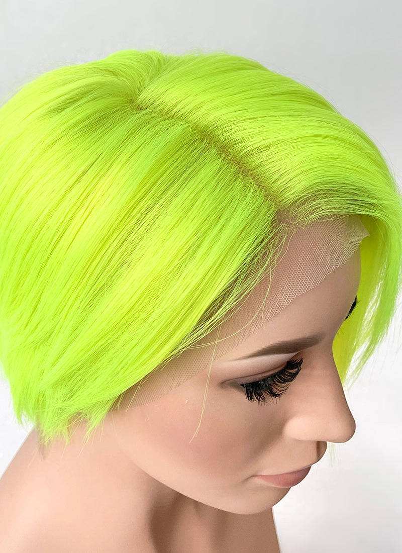 Neon Green Straight Bob 13" x 6" Lace Top Synthetic Wig LFS032