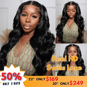 No Code 50% OFF Flash Sale: Glueless 6x4.5 Body Wave Pre Cut HD Transaparent Lace Human Hair Wigs-Only 2 Days
