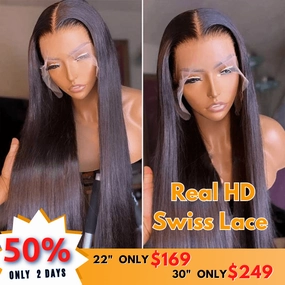 No Code 50% OFF Flash Sale: Glueless 6x4.5 Straight Pre Cut HD Transaparent Lace Human Hair Wigs-Only 2 Days