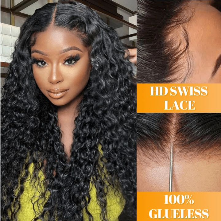 No Code 50% OFF Flash Sale: Glueless 6x4.5 Water Wave Pre Cut HD Transaparent Lace Human Hair Wigs-Only 2 Days