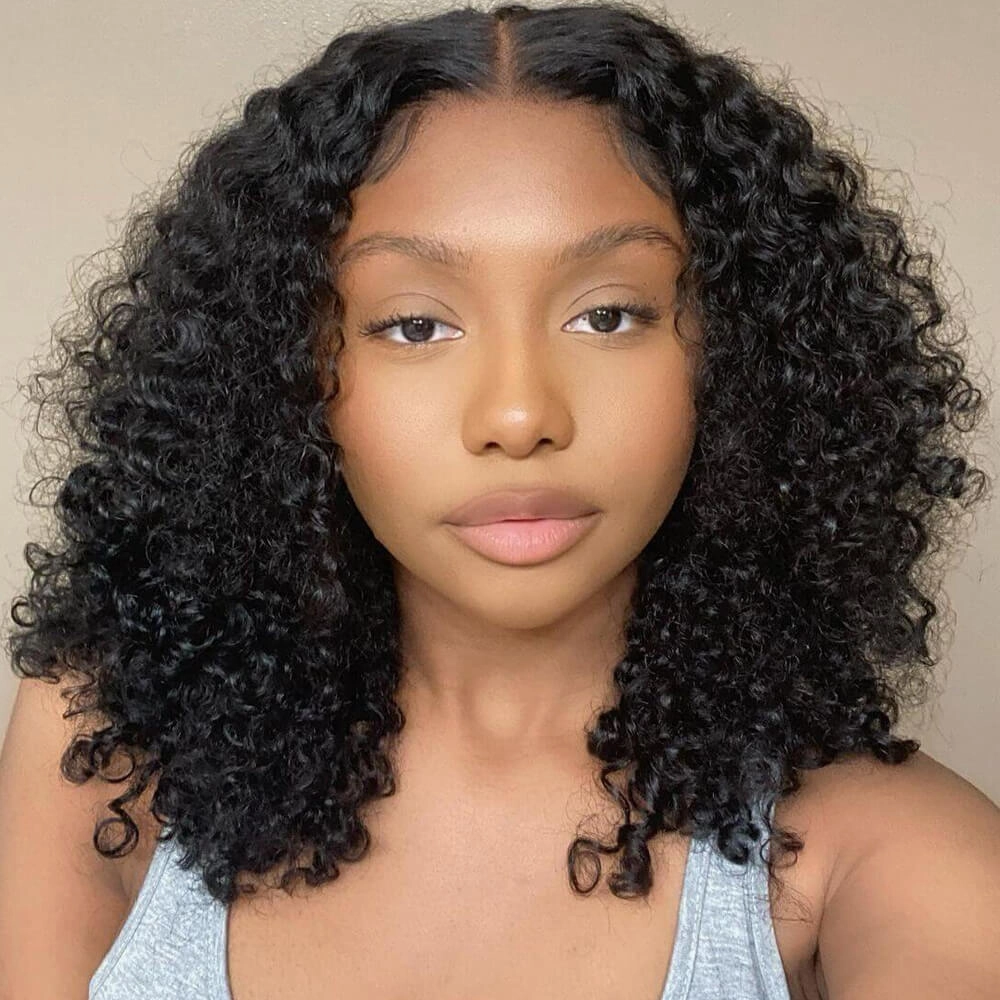 No Code Need: Glueless 4x4/13x4 Invisible HD Lace Front Pre Plucked Natural Hairline Curly Bob Wig-Geeta Hair