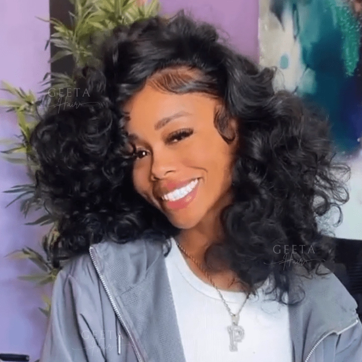 No Code Need: Loose Wave 4x4/13x4 Lace Front 180% Density Shoulder Length Wavy Human Hair Bob Wigs-Geeta Hair