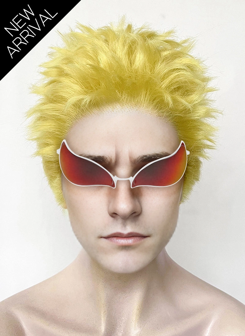 One Piece Donquixote Doflamingo Yellow Wavy Lace Front Synthetic Men's Wig LF6127