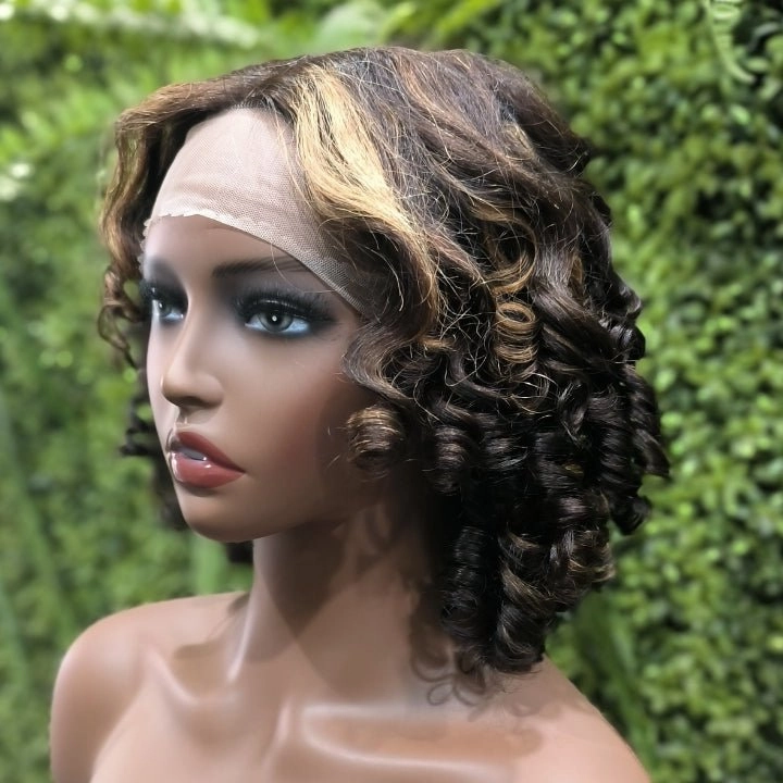 Over $101 Save $100: Short Bouncy Curly T Part Lace Big Spiral Curl Hair Wigs-Spring 2023 Flash Sale