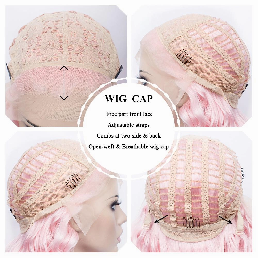 Pink Mixed White Two Tone Color Curly Lace Front Synthetic Wig