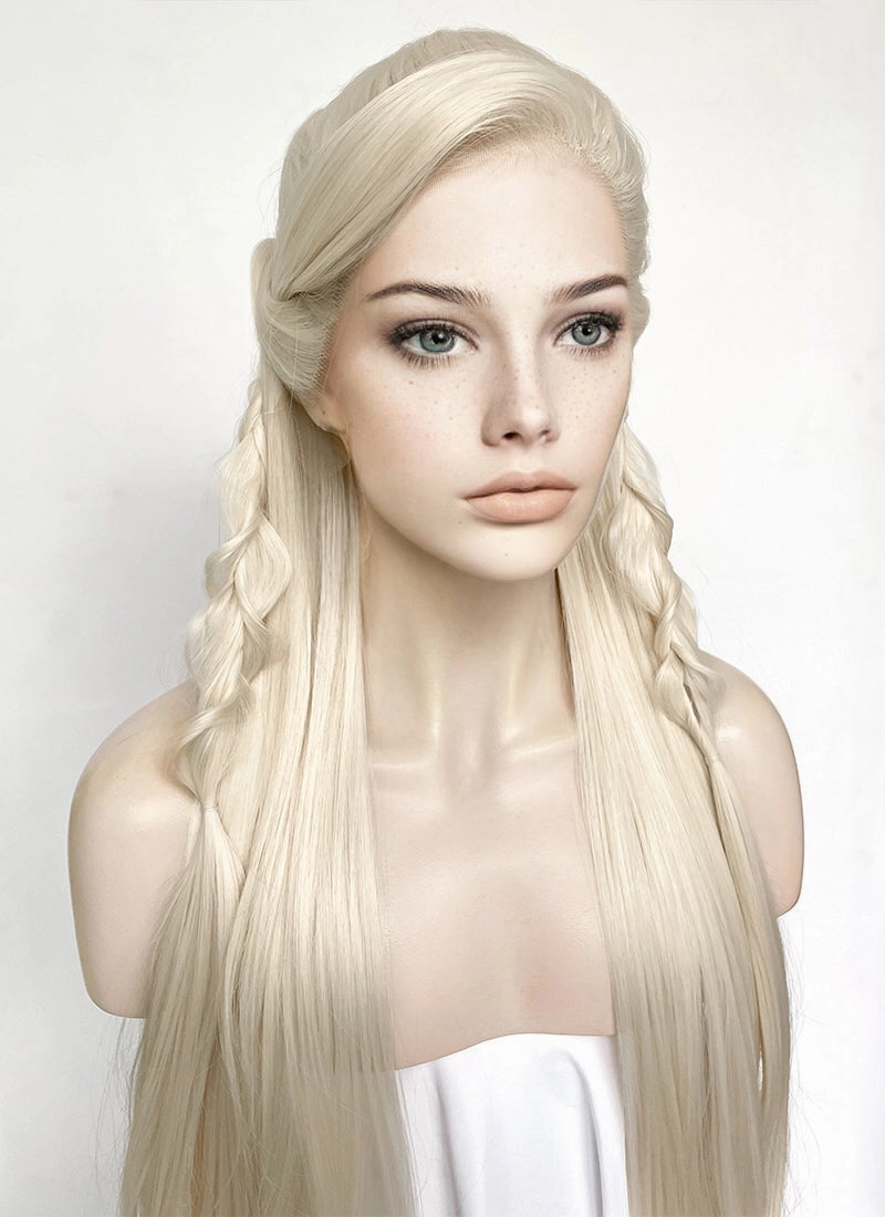 Platinum Blonde Braided Lace Front Synthetic Wig LF2152