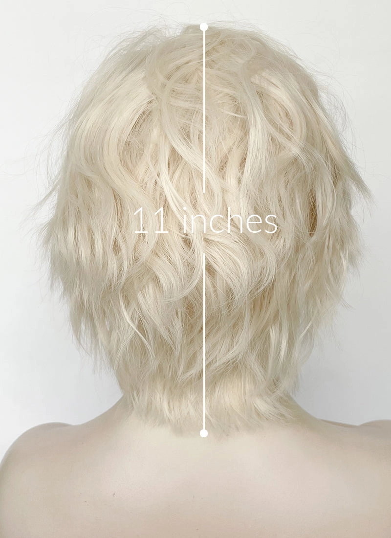 Platinum Blonde Wavy Lace Front Synthetic Men's Wig LF8000