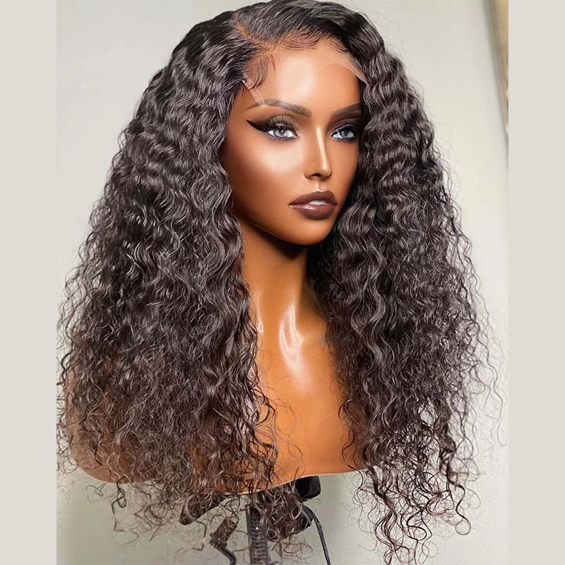 Pre Bleached Knots Short Curly Human Hair Wigs 13x4 HD Glueless Wig Pre Blucked 180% Density