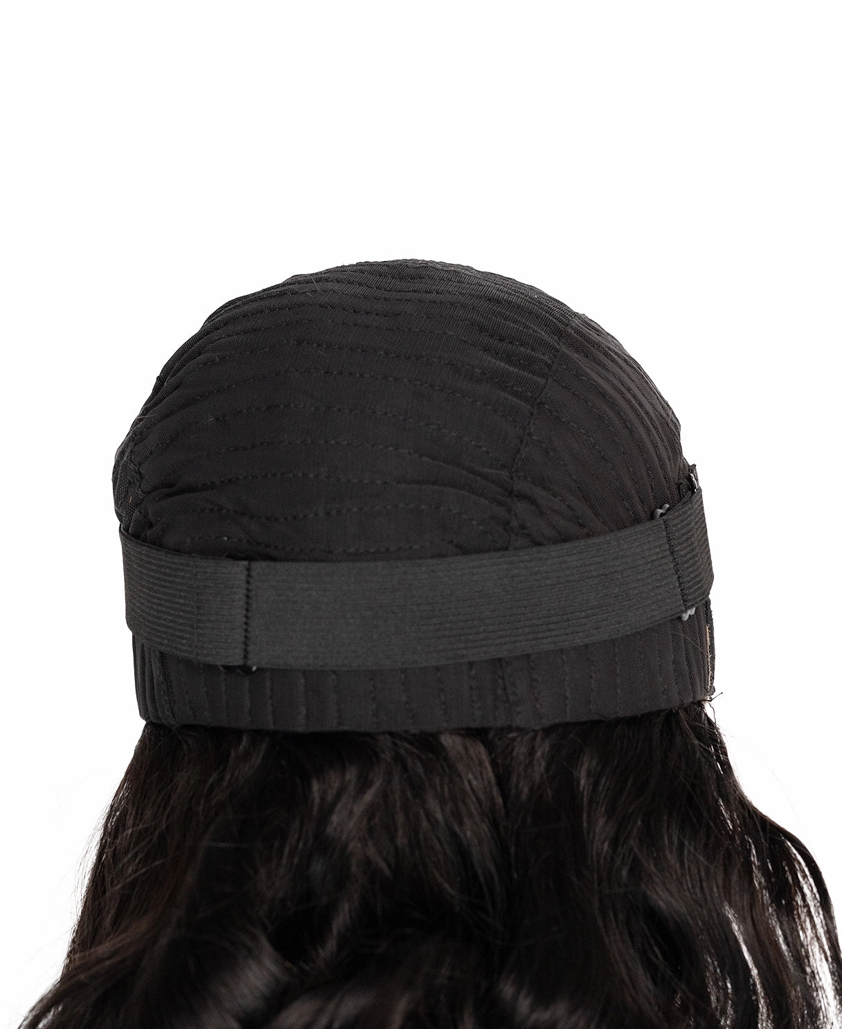 put on & go pre-cut lace curly human wig - 18" natural black.
