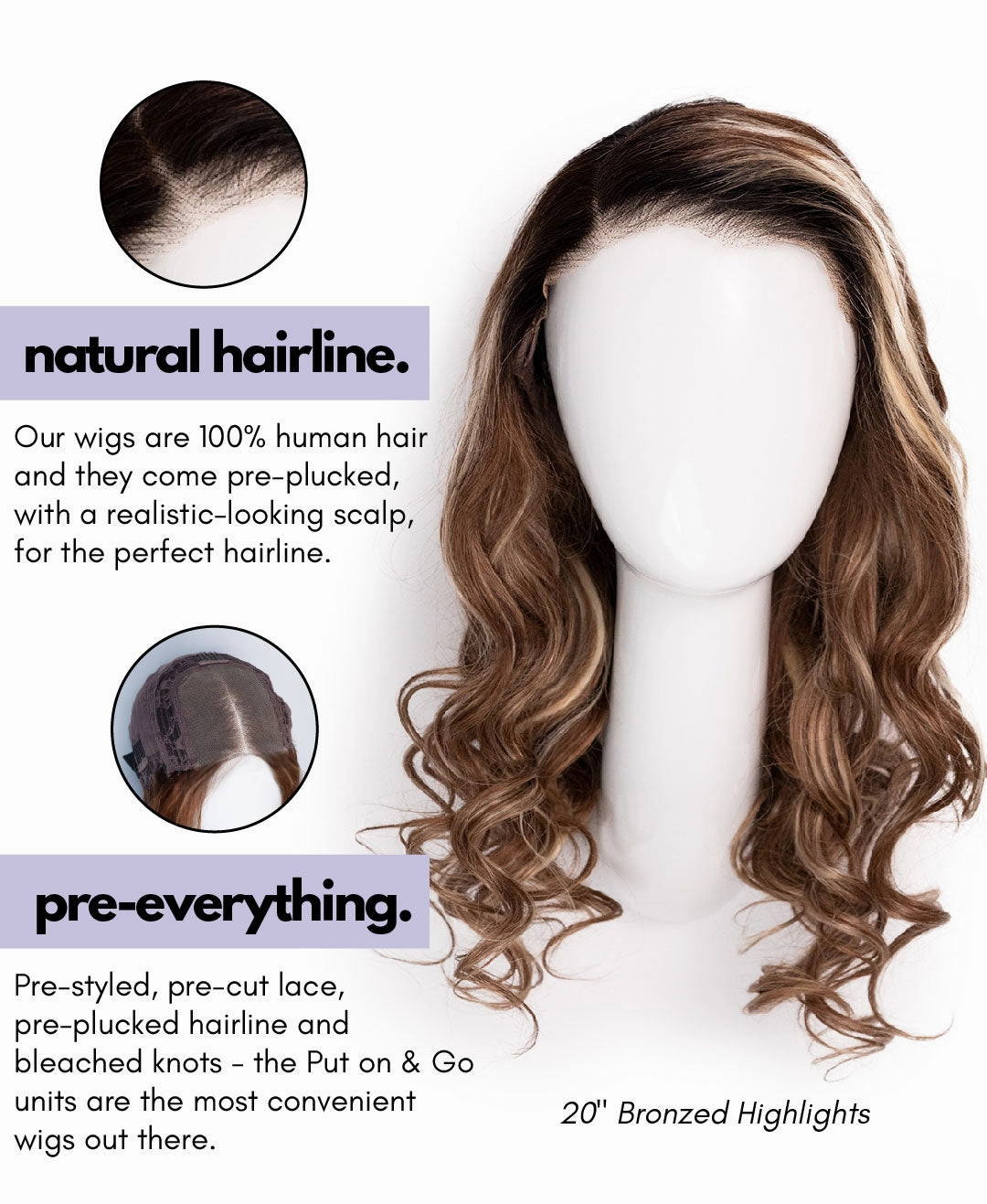 put on & go pre-cut lace wavy human wig - 28" natural black.
