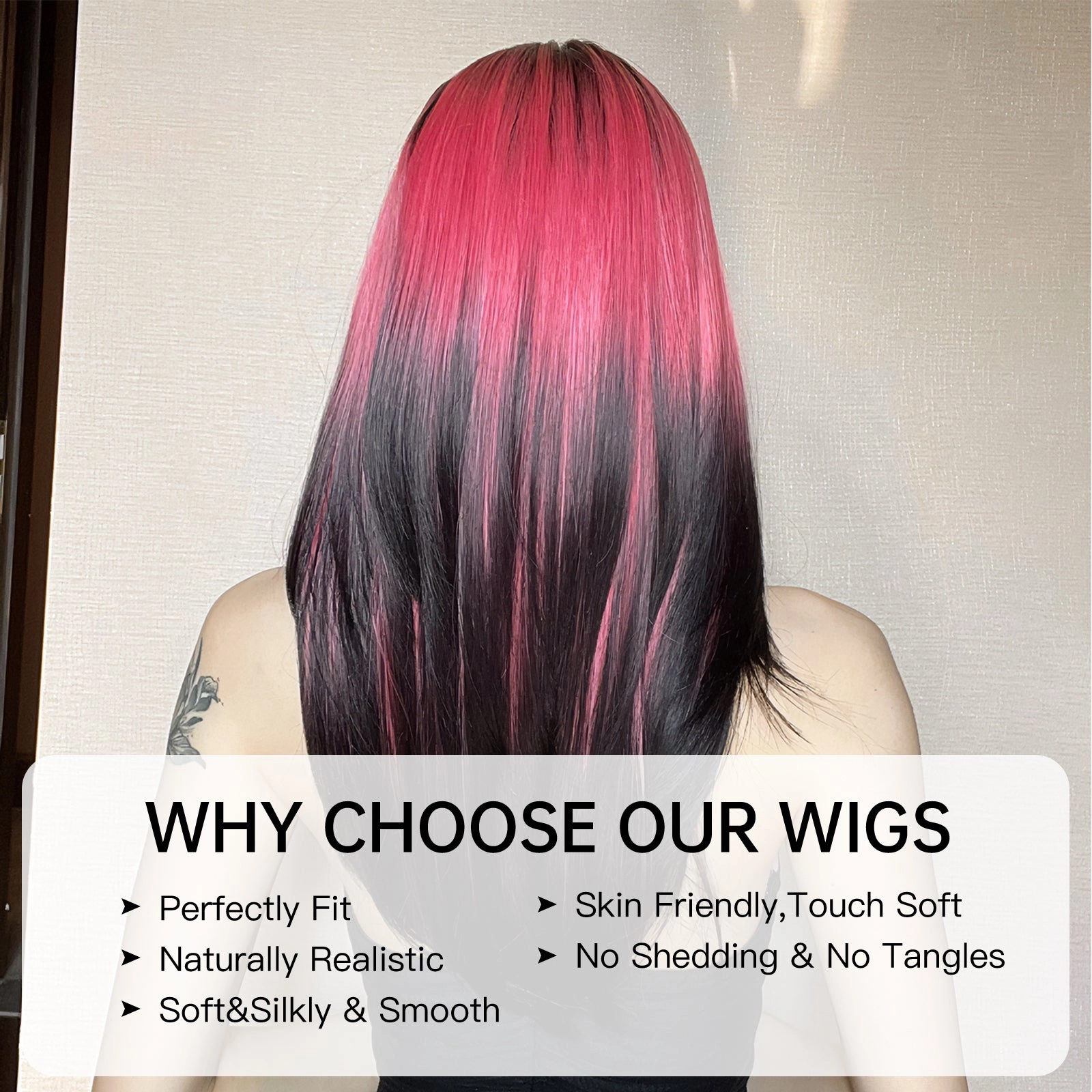 Red and Black Highlight Wig - MARKETPLACE