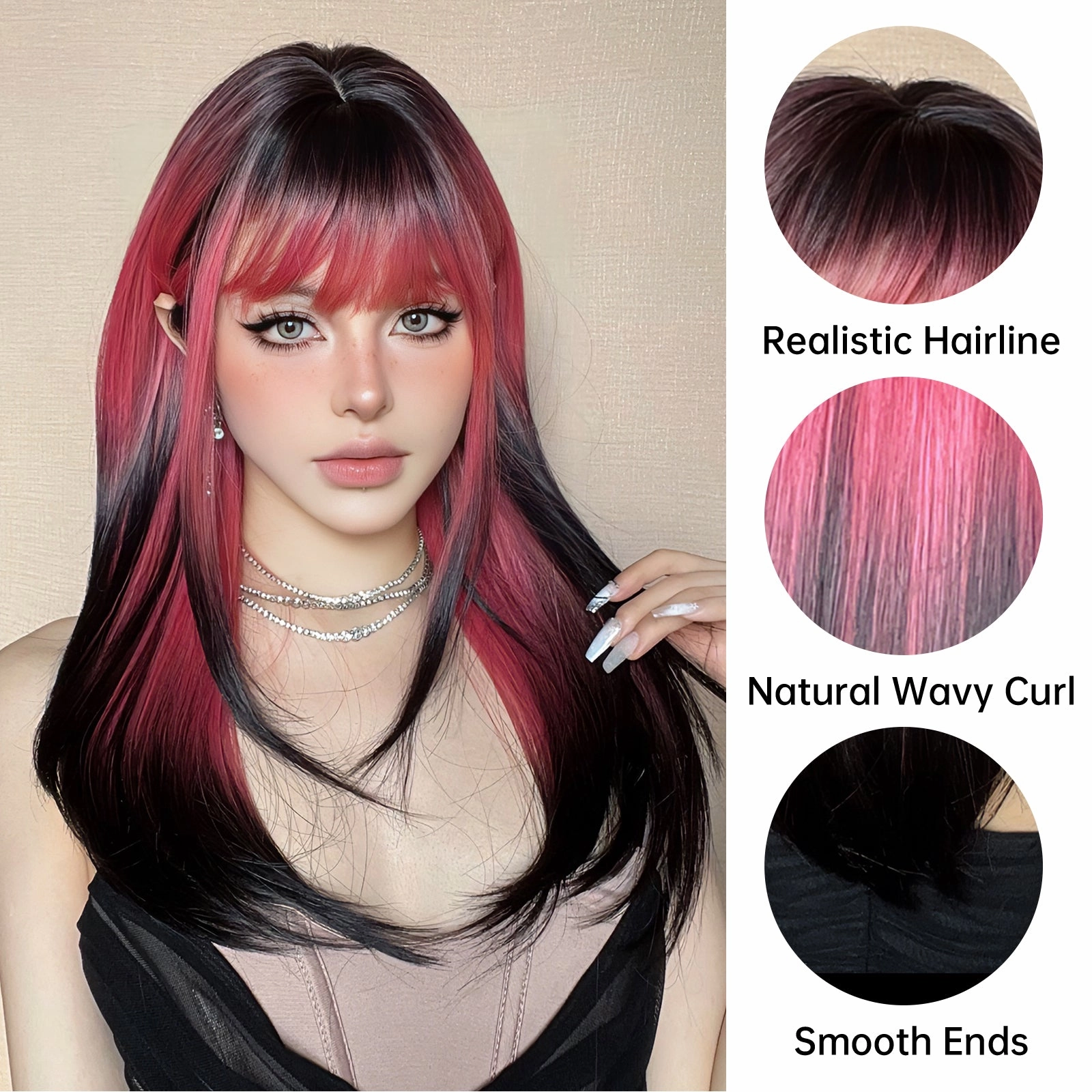 Red and Black Highlight Wig - MARKETPLACE