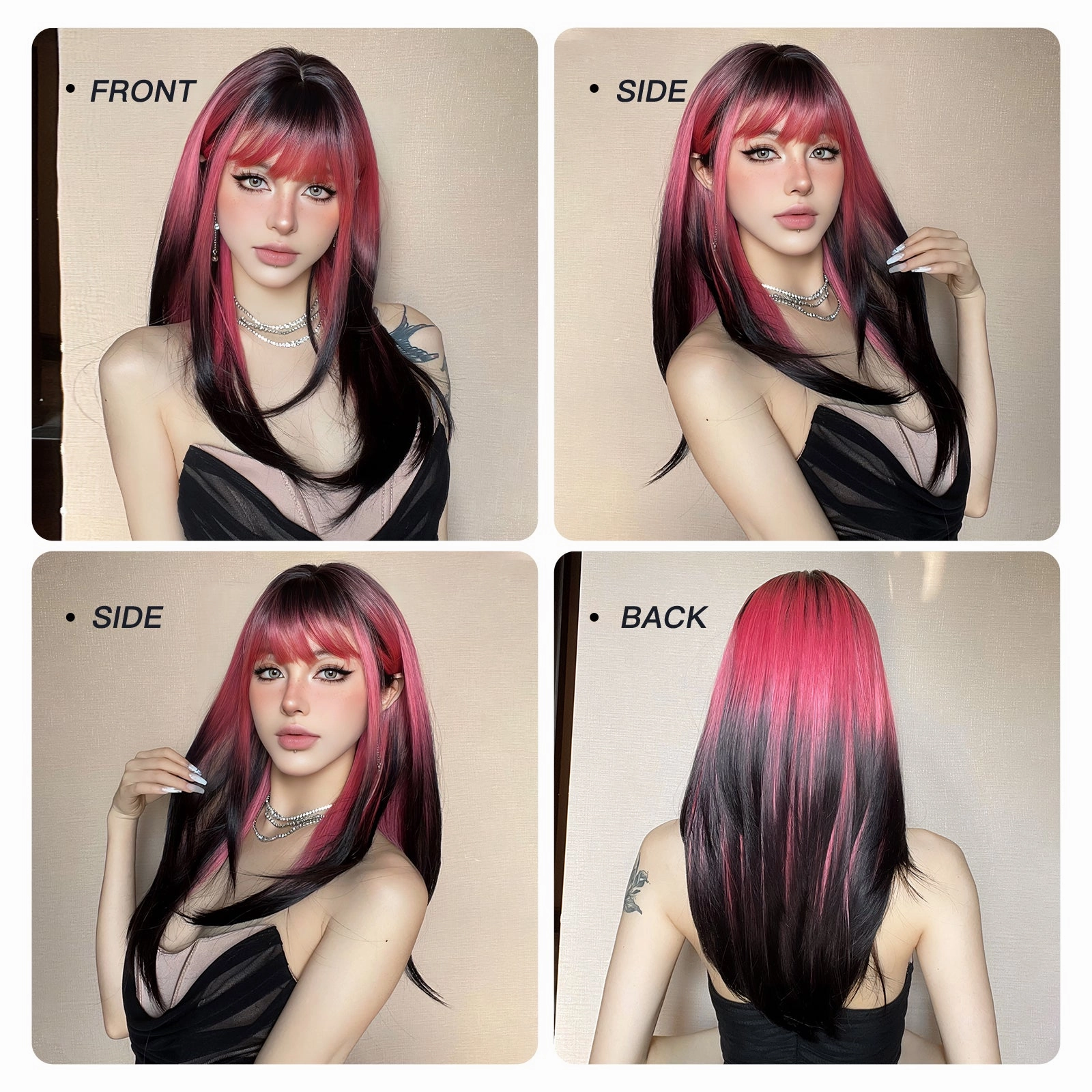 Red and Black Highlight Wig - MARKETPLACE