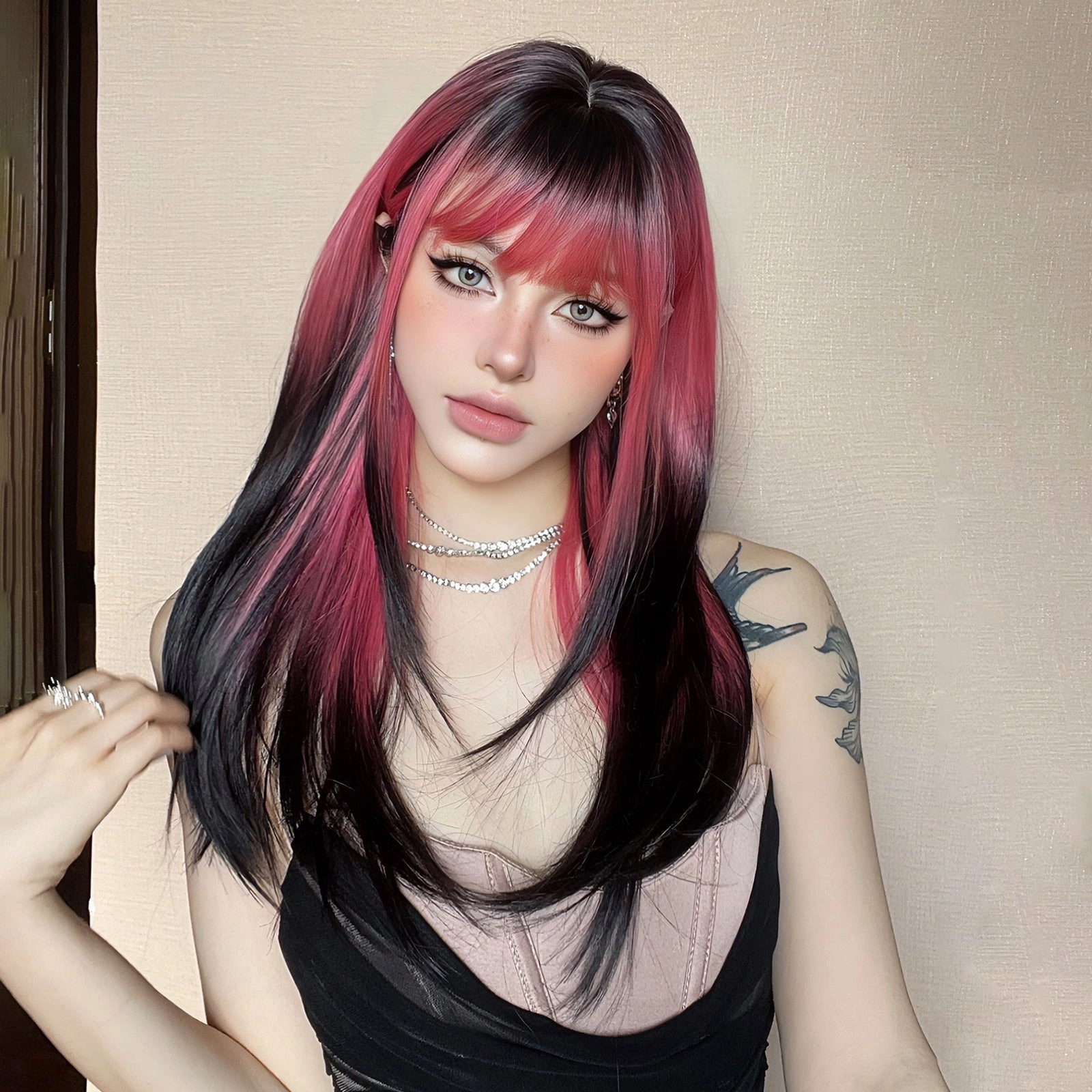 Red and Black Highlight Wig - MARKETPLACE