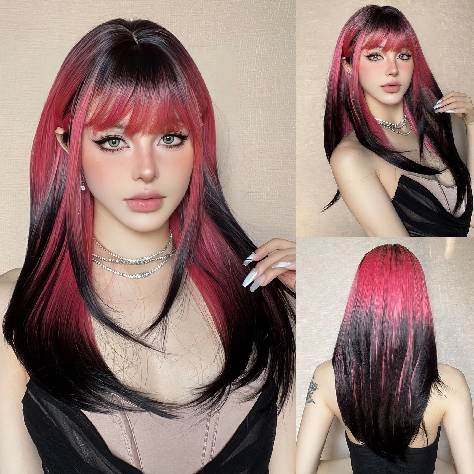 Red and Black Highlight Wig - MARKETPLACE