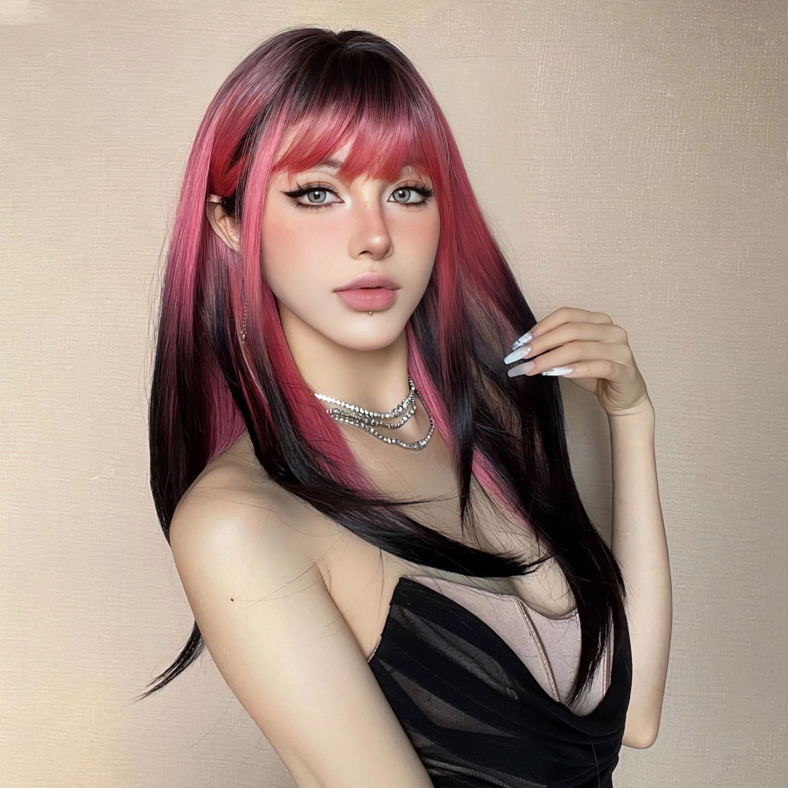 Red and Black Highlight Wig - MARKETPLACE