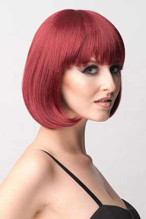 Red inverted bob wig, short and chic: Flavia